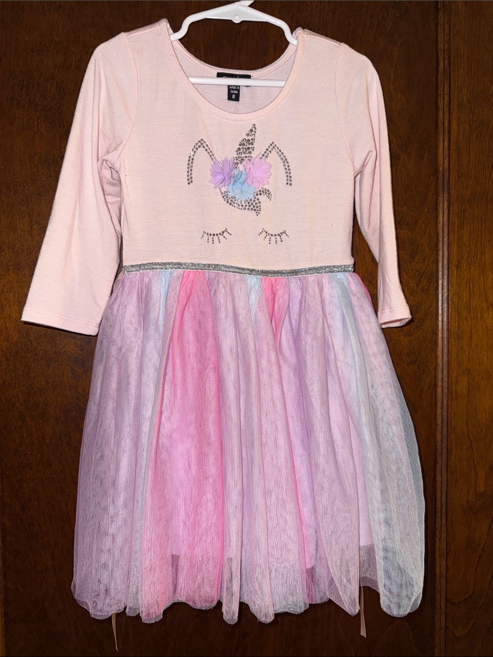Zunie Light Pink Unicorn Tulle Dress with Pastel Skirt